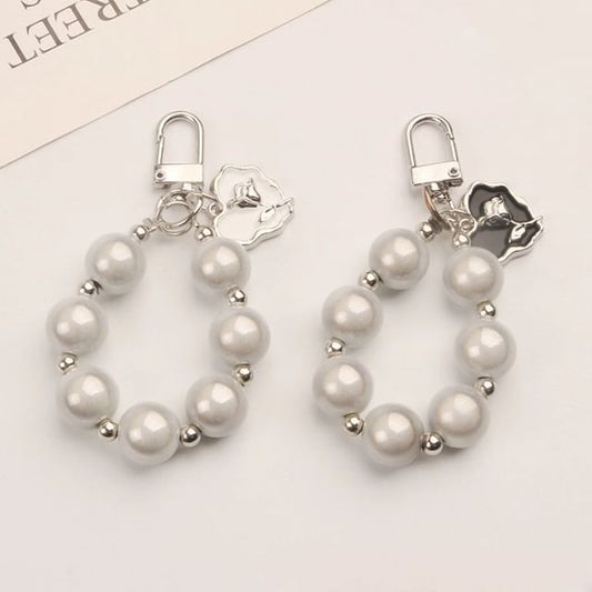 Heart Faux Pearl Bag Charm Keyring (Various Designs) SpreePicky