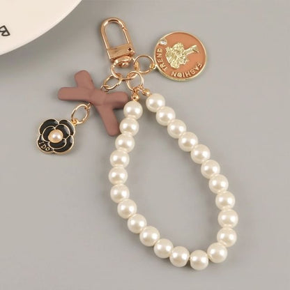 Floral Faux Pearl Bag Charm Keyring (Various Designs) SpreePicky