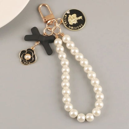 Floral Faux Pearl Bag Charm Keyring (Various Designs) SpreePicky