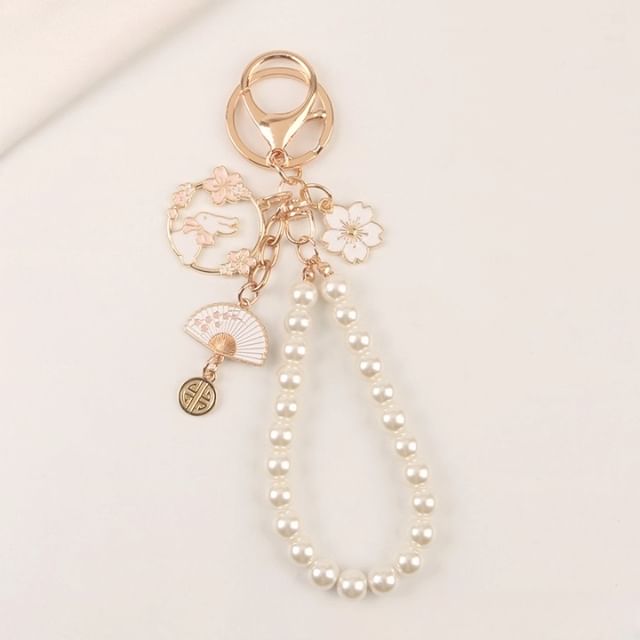 Rabbit Sakura Strap / Faux Pearl Bag Charm Keyring (Various Designs) SpreePicky