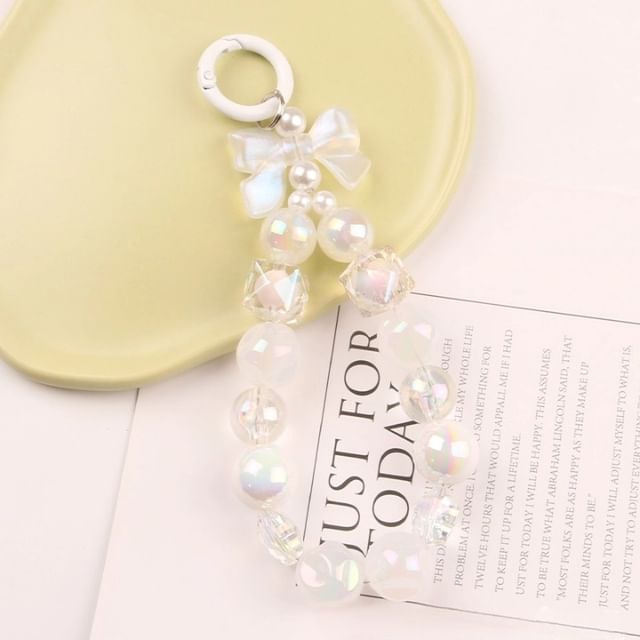 Bow Faux Pearl Bag Charm Keyring SpreePicky