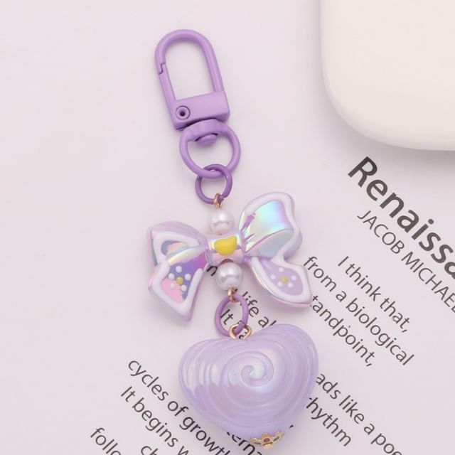 Bow Heart Acrylic Bag Charm Keyring (Various Designs) SpreePicky