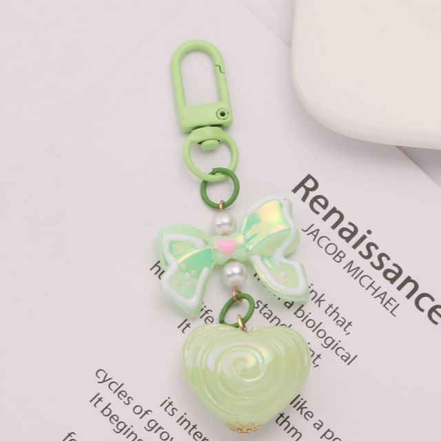 Bow Heart Acrylic Bag Charm Keyring (Various Designs) SpreePicky