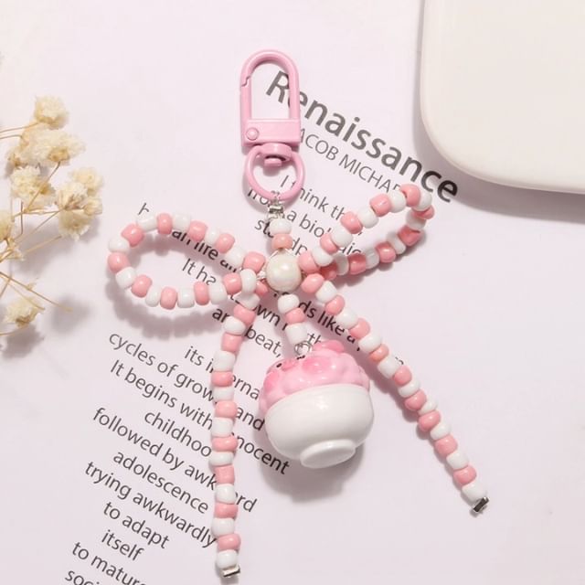 Pig Bow Bead Resin Bag Charm Keyring (Various Designs) SpreePicky