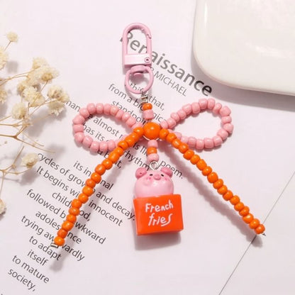 Pig Bow Bead Resin Bag Charm Keyring (Various Designs) SpreePicky