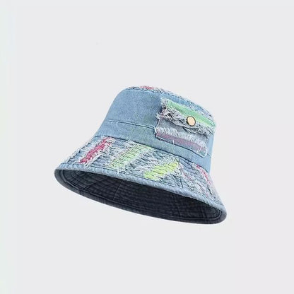 Washed Distressed Denim Bucket Hat / Beret SpreePicky