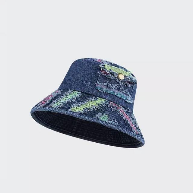 Washed Distressed Denim Bucket Hat / Beret SpreePicky