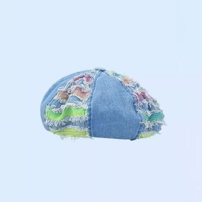 Washed Distressed Denim Bucket Hat / Beret SpreePicky