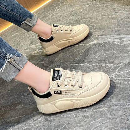 Platform Two Tone Lettering Print Lace-Up Sneakers SpreePicky