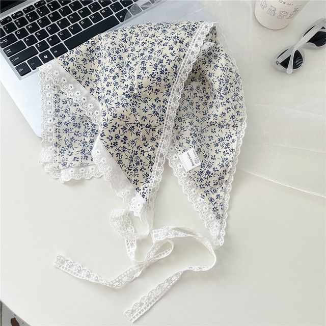 Print Lace Trim Headkerchief SpreePicky