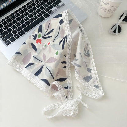 Print Lace Trim Headkerchief SpreePicky