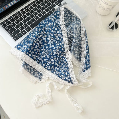 Print Lace Trim Headkerchief SpreePicky