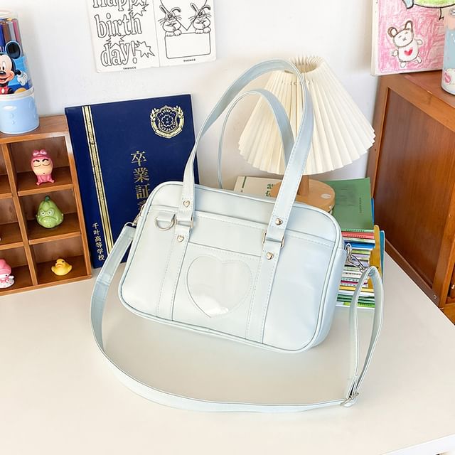 Faux Leather Heart Applique Crossbody Bag mySite