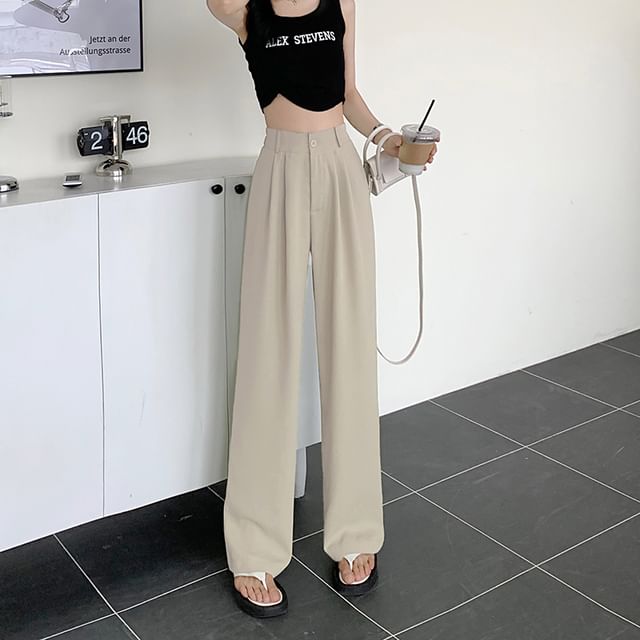 High Waist Plain Loose Fit Dress Pants SpreePicky