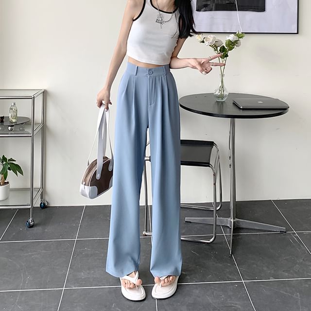 High Waist Plain Loose Fit Dress Pants SpreePicky