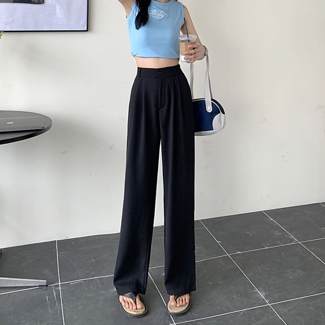 High Waist Plain Loose Fit Dress Pants SpreePicky