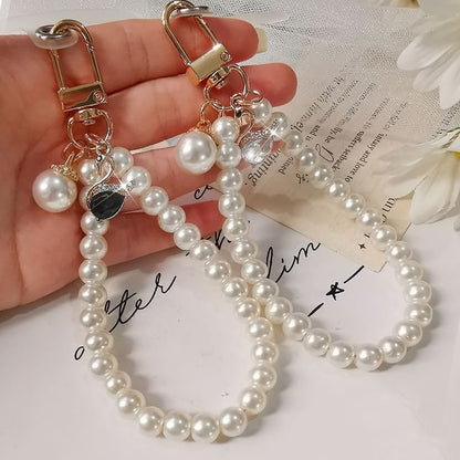 Faux Pearl Phone Strap with Lanyard Pad SpreePicky