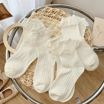 Plain Lace Trim Socks SpreePicky