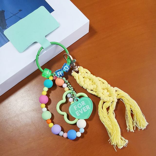 Floral Heart Tassel Phone Strap with Lanyard Pad SpreePicky