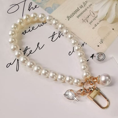 Faux Pearl Phone Strap with Lanyard Pad SpreePicky