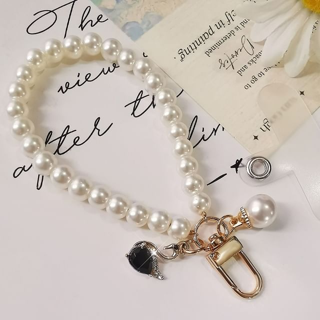 Faux Pearl Phone Strap with Lanyard Pad SpreePicky