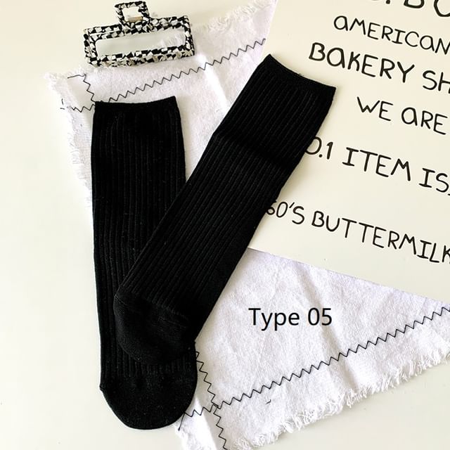 Striped Socks / Plain Socks / Contrast Trim Socks SpreePicky