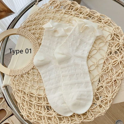 Plain Lace Trim Socks SpreePicky