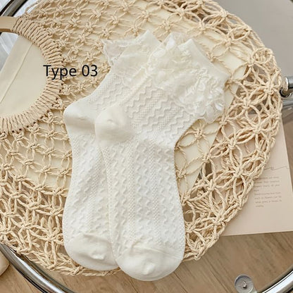 Plain Lace Trim Socks SpreePicky