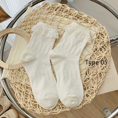 Plain Lace Trim Socks SpreePicky