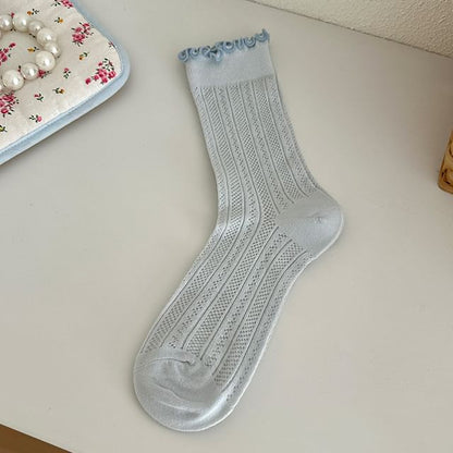 Plain Lettuce Edge Perforated Socks SpreePicky