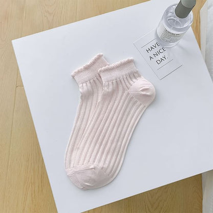 Plain Ribbed Sheer Ankle Socks SpreePicky