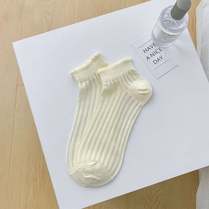 Plain Ribbed Sheer Ankle Socks SpreePicky