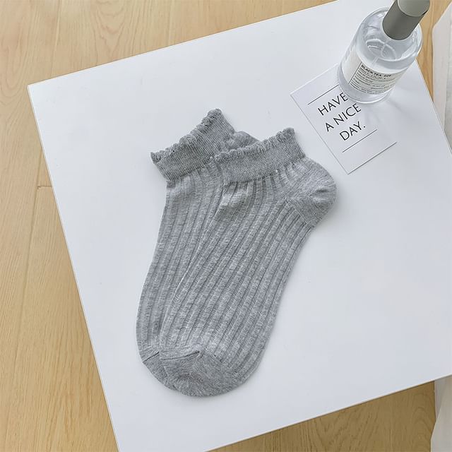 Plain Ribbed Sheer Ankle Socks SpreePicky