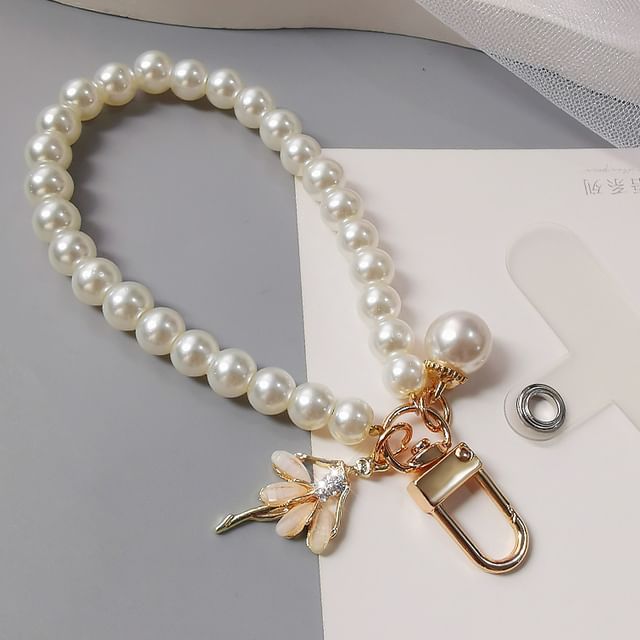 Faux Pearl Phone Strap with Lanyard Pad SpreePicky