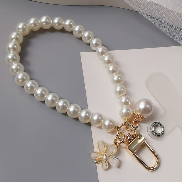 Faux Pearl Phone Strap with Lanyard Pad SpreePicky