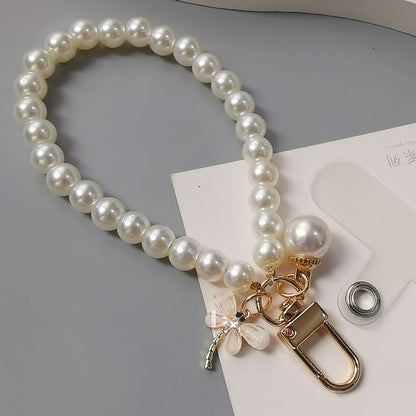 Faux Pearl Phone Strap with Lanyard Pad SpreePicky