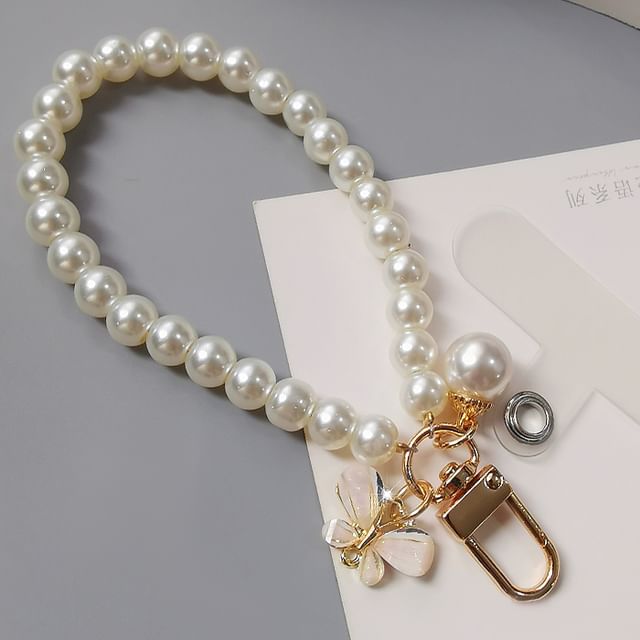 Faux Pearl Phone Strap with Lanyard Pad SpreePicky