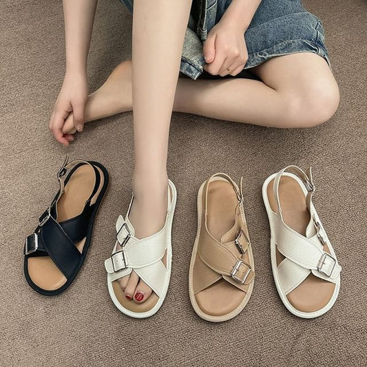 Cross Strap Buckled Sandals SpreePicky