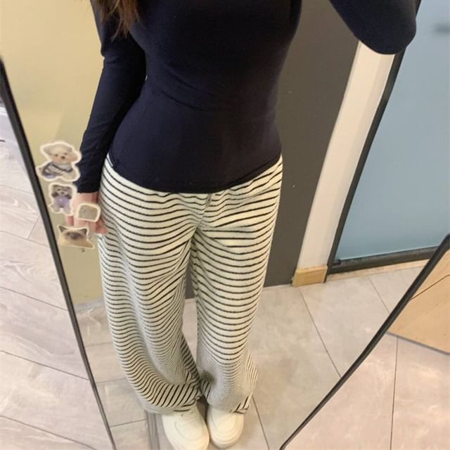 Mid Rise Striped Wide Leg Pants SpreePicky