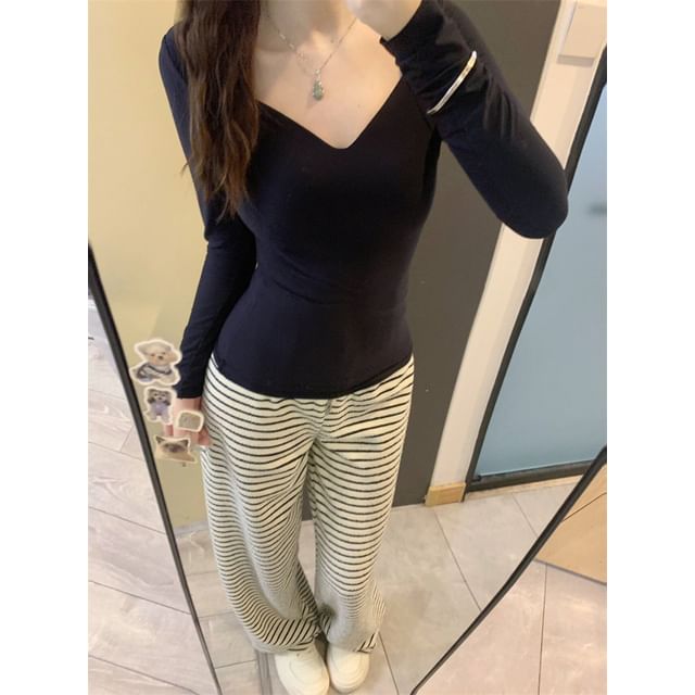 Mid Rise Striped Wide Leg Pants SpreePicky