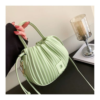 Ribbed Faux Leather Bucket Bag SpreePicky