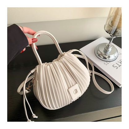 Ribbed Faux Leather Bucket Bag SpreePicky