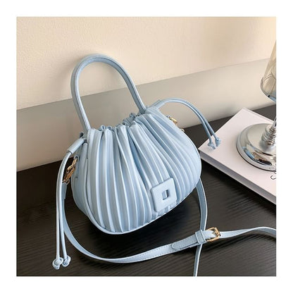 Ribbed Faux Leather Bucket Bag SpreePicky