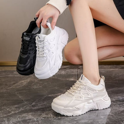 Mesh Panel Lace-Up Platform Sneakers SpreePicky