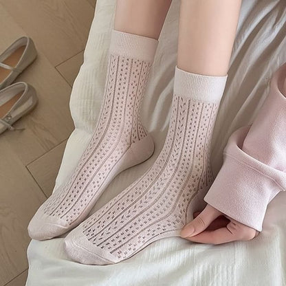 Plain Pointelle Knit Socks / Set SpreePicky