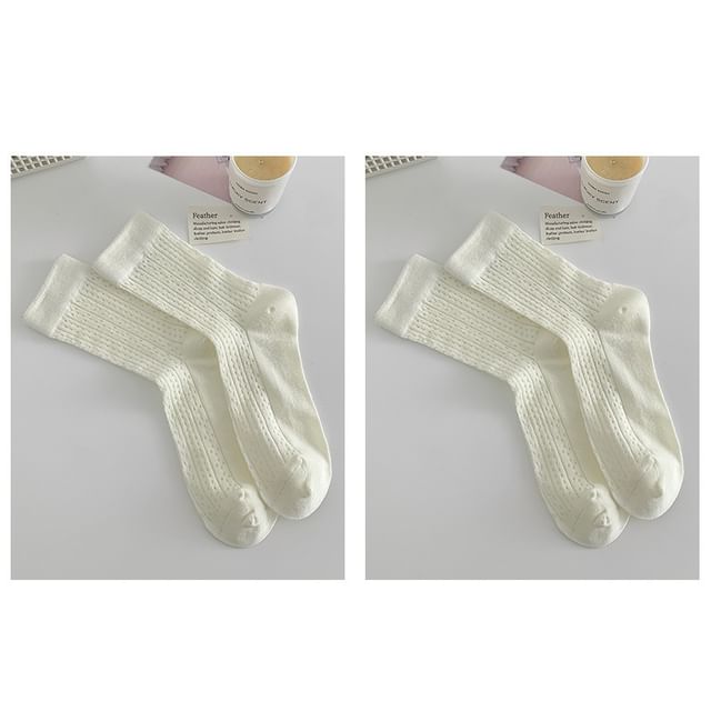 Plain Pointelle Knit Socks / Set SpreePicky