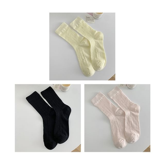 Plain Pointelle Knit Socks / Set SpreePicky