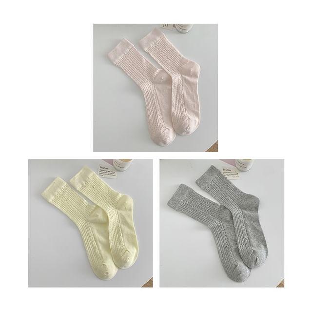 Plain Pointelle Knit Socks / Set SpreePicky