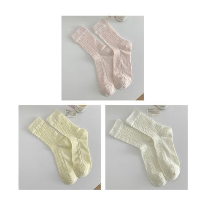 Plain Pointelle Knit Socks / Set SpreePicky