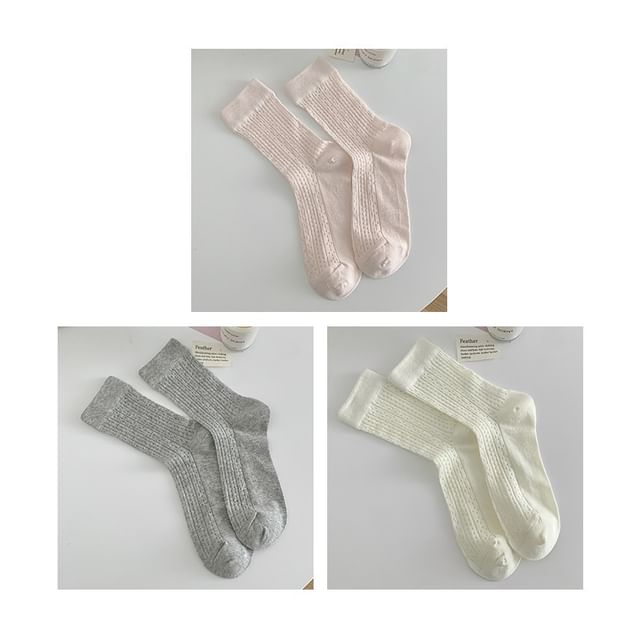 Plain Pointelle Knit Socks / Set SpreePicky